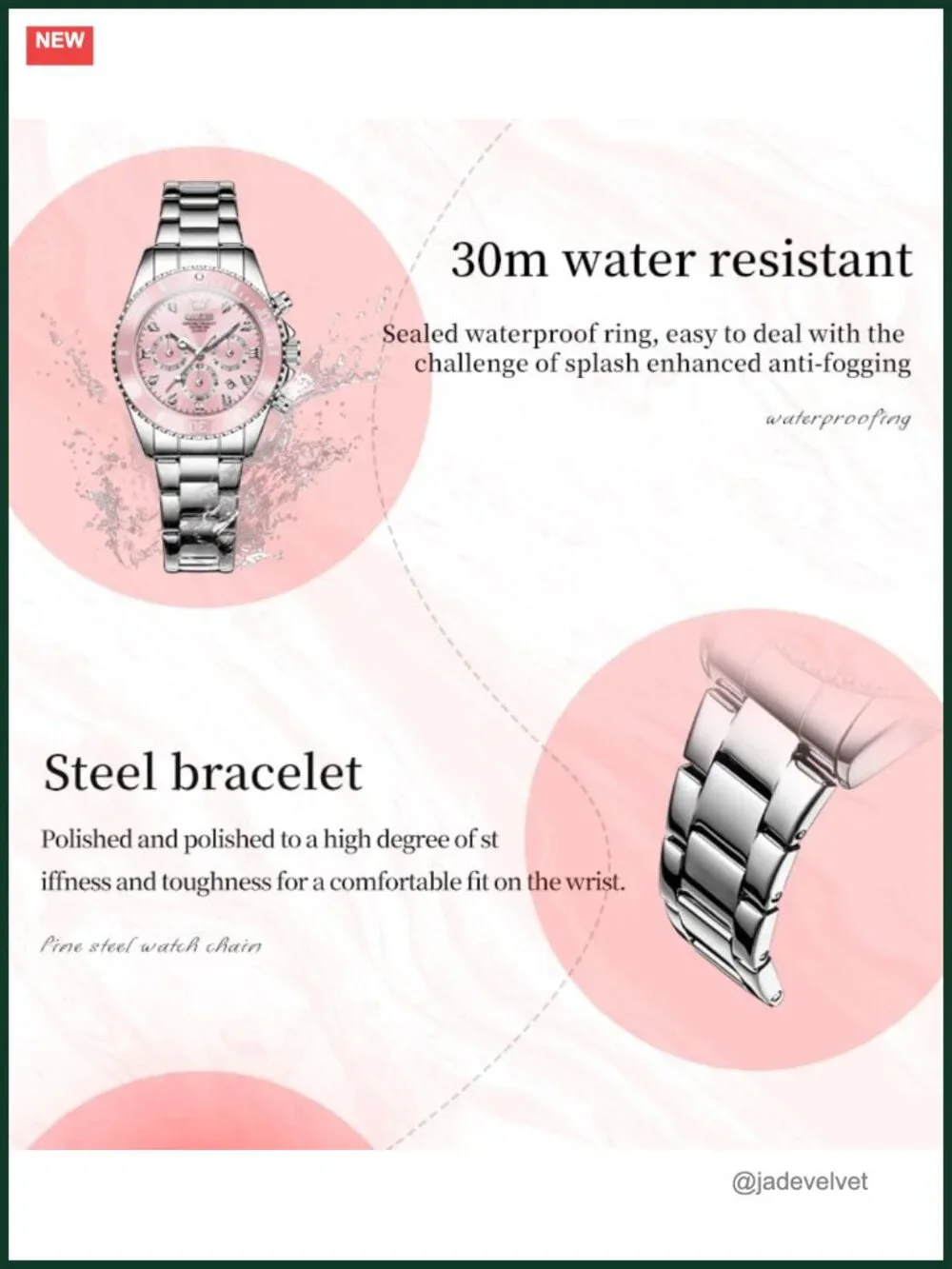 Women's Stainless Steel Chronograph Analog Quartz Luminous Diamond Watch